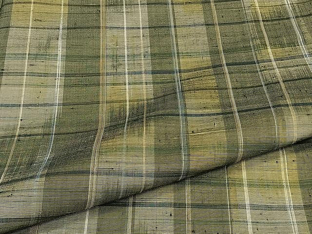 平和屋着物▽上質な紬 単衣 格子柄 正絹 逸品 CAAU3877xi