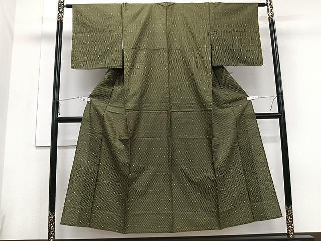 平和屋着物▽上質な紬 単衣 幾何学文 正絹 逸品 CAAU3879xi