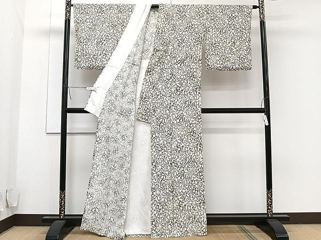 平和屋着物▽上質な小紋 単衣 型染め いろは歌 正絹 逸品 CAAU3881xi