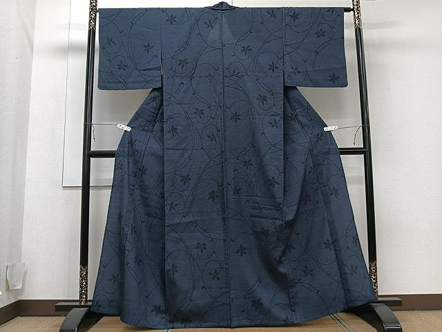 平和屋着物▽本塩沢 単衣 唐草文 正絹 逸品 CAAU3884xi