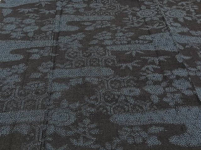 平和屋着物▽結城紬 単衣 霞草花文 正絹 逸品 CAAU3886xi