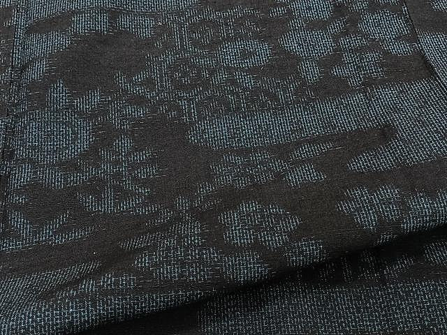 平和屋着物▽結城紬 単衣 霞草花文 正絹 逸品 CAAU3886xi