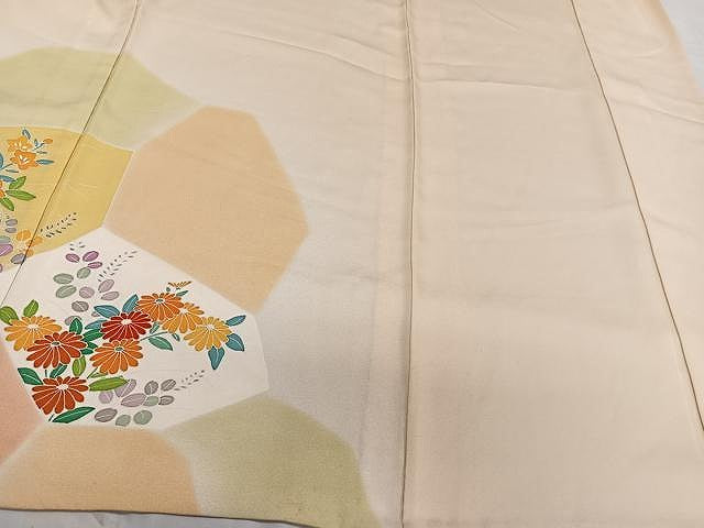 平和屋着物▽訪問着 単衣 刺繍 草花文 正絹 逸品 CAAU3887xi