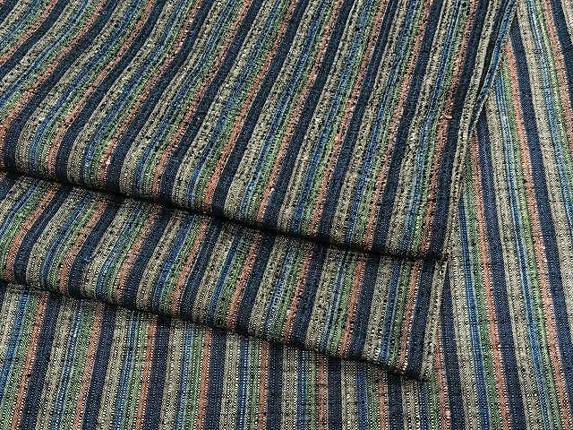 平和屋着物▽上質な紬 単衣 縞 正絹 逸品 CAAU3901xi