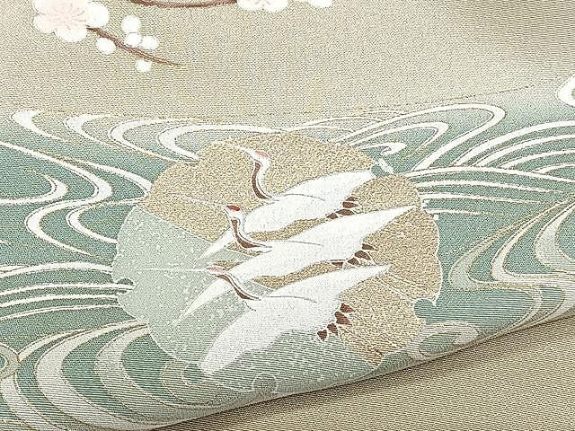 平和屋着物▽色留訪問着 単衣 駒刺繍 流水草花文 金彩 正絹 逸品 CAAU3910xi
