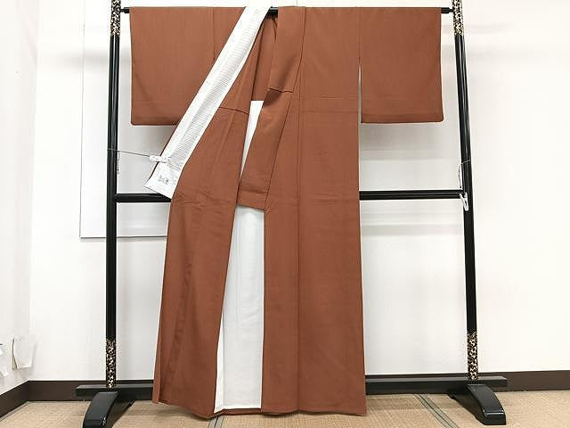 平和屋着物▽洗える最高級着物 <英>はなぶさ謹製 色無地 単衣 土器色 CAAU3917xi