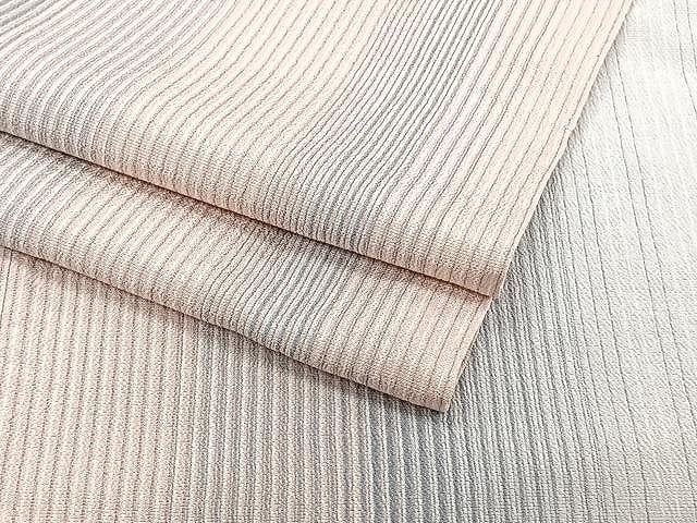 平和屋着物▽本塩沢 単衣 縞 正絹 逸品 CAAU3920xi