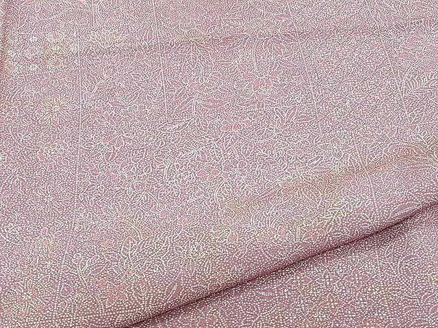 平和屋着物▽上質な小紋 単衣 更紗花唐草文 正絹 逸品 CAAU3921xi