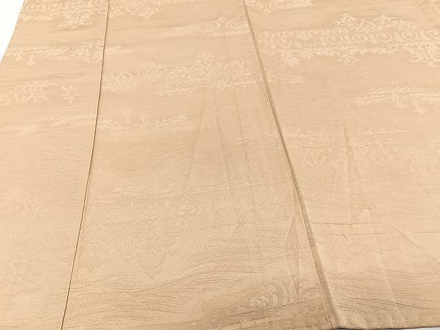平和屋着物▽上質な色無地 単衣 花唐草地紋 淡香色 正絹 逸品 CAAU3922xi