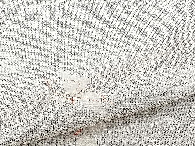 平和屋着物▽本塩沢 単衣 110亀甲 舞蝶文 正絹 逸品 CAAU3924xi