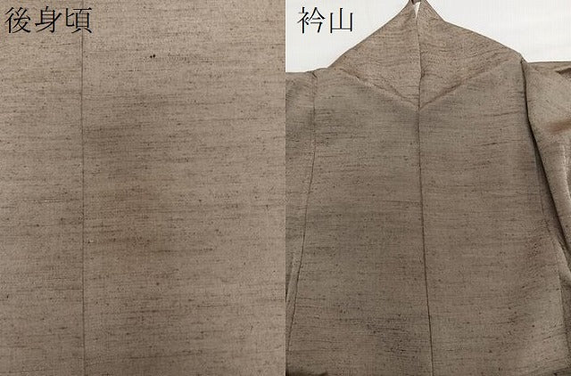 平和屋着物▽上質な紬 単衣 白橡色 正絹 逸品 CAAU3929xi