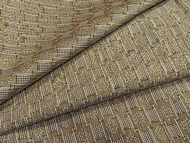 平和屋着物▽上質な紬 単衣 格子花文 正絹 逸品 CAAU3934xi
