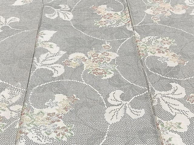 平和屋着物▽上質な紬 単衣 花唐草文 正絹 逸品 CAAU3937xi