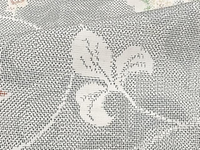 平和屋着物▽上質な紬 単衣 花唐草文 正絹 逸品 CAAU3937xi