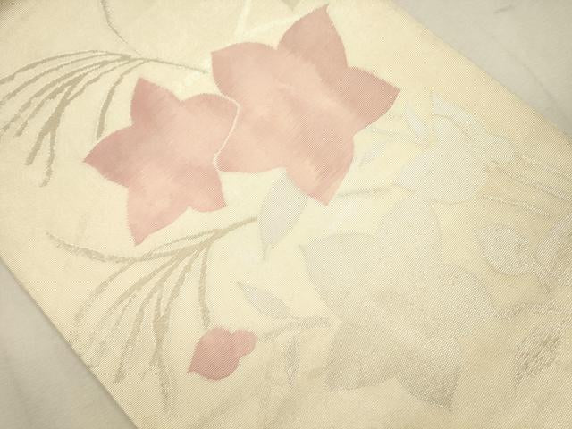 平和屋着物*夏物 太鼓柄袋帯 草花文 銀糸 正絹 逸品 CAAU4314eg