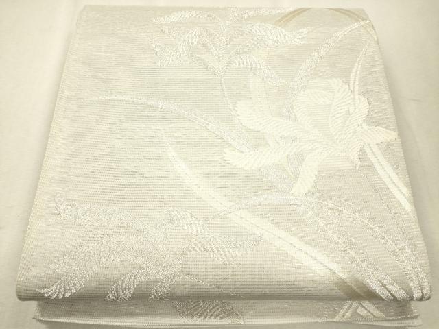 平和屋着物*夏物 六通柄袋帯 草花文 銀糸 正絹 逸品 CAAU4348eg
