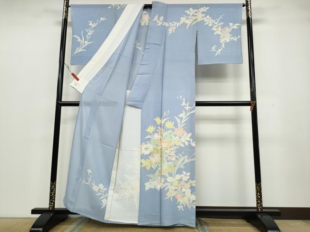 平和屋着物*極上 創業460年・千總 夏物 訪問着 絽 駒刺繍 草花文 銀彩 正絹 逸品 CAAU4787ut