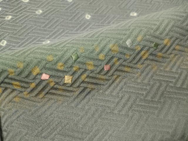 平和屋着物▽訪問着 単衣 絞り 刺繍 遠山箔散らし 金彩 正絹 逸品 CAAU5255vp