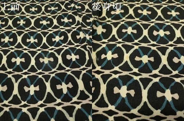 平和屋着物▽上質な小紋 単衣 型染め 丸繋ぎ 黒地 正絹 逸品 CAAU5393vp