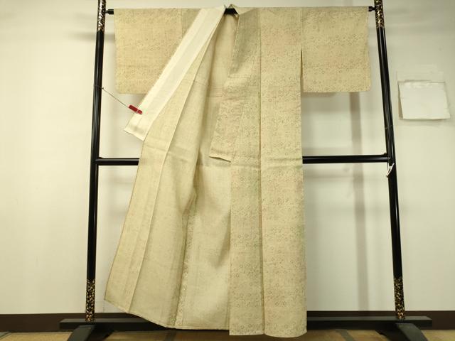 平和屋着物▽上質な紬 単衣 切嵌花文 正絹 逸品 CAAU5472vp