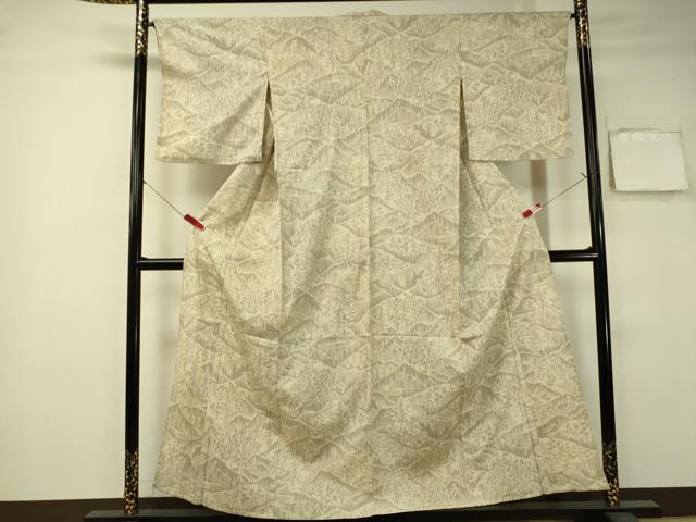 平和屋着物▽本塩沢 単衣 遠山風景文 正絹 逸品 CAAU5520vp