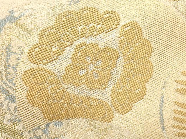 平和屋着物▼六通柄袋帯 金華山織 青海波吉祥花文 金糸 正絹 逸品 CAAU5998ak