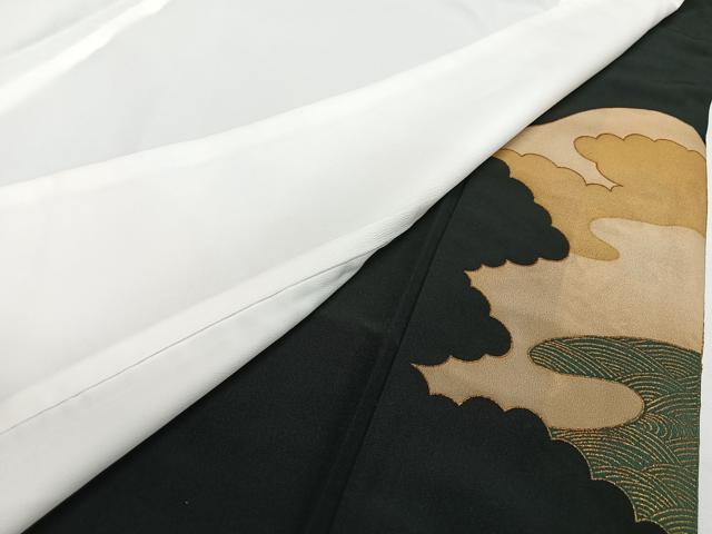 平和屋着物■豪華黒留袖 駒刺繍 浜松文 金彩 正絹 逸品 CAAU6582xe