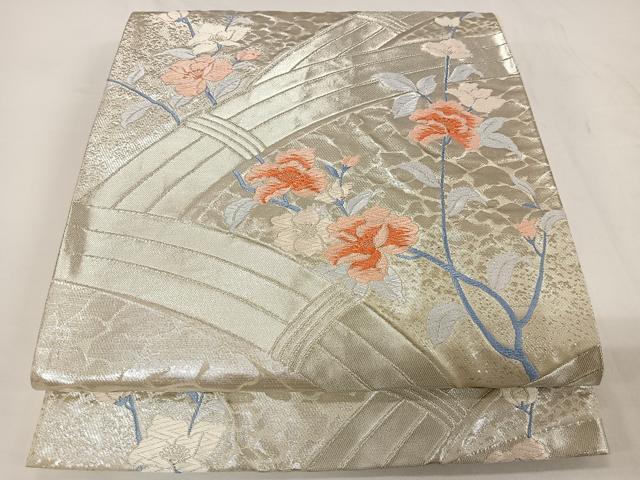 平和屋着物◎六通柄袋帯 唐織 籬花文 銀糸 正絹 逸品 CAAU7193ua
