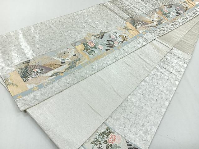 平和屋着物◎六通柄袋帯 唐織 飛鶴花文 金銀糸 正絹 逸品 CAAU7212nb