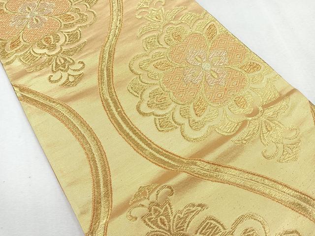 平和屋着物◎六通柄袋帯 立涌花文 金糸 正絹 逸品 CAAU7228nb