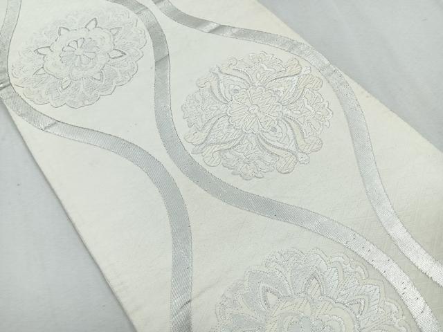 平和屋着物◎六通柄袋帯 唐織 立涌花文 銀糸 正絹 逸品 CAAU7230nb