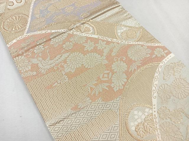 平和屋着物◎六通柄袋帯 飛鶴花文 十字屋謹製 金糸 正絹 逸品 CAAU7234nb