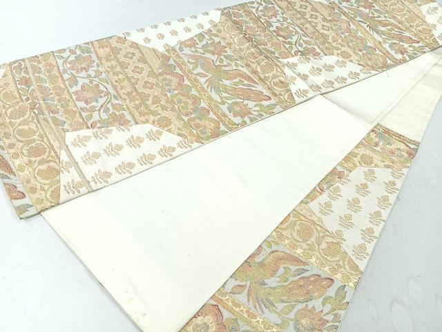 平和屋着物◎六通柄袋帯 更紗花鳥文 金糸 正絹 逸品 CAAU7254nb