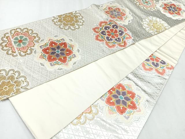 平和屋着物◎六通柄袋帯 唐織 正倉院花文 金銀糸 正絹 逸品 CAAU7344nb