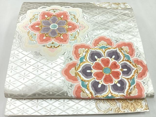 平和屋着物◎六通柄袋帯 唐織 正倉院花文 金銀糸 正絹 逸品 CAAU7344nb