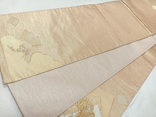 平和屋着物◎六通柄袋帯 総刺繍 色紙吉祥花文 金銀糸 正絹 逸品 CAAU7373nb