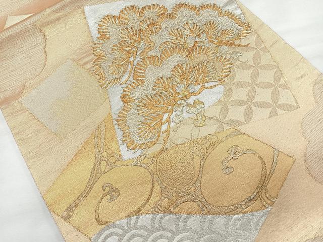 平和屋着物◎六通柄袋帯 総刺繍 色紙吉祥花文 金銀糸 正絹 逸品 CAAU7373nb