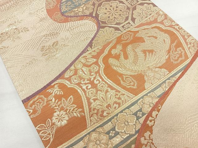 平和屋着物◎六通柄袋帯 花鳥文 金糸 正絹 逸品 CAAU7384nb