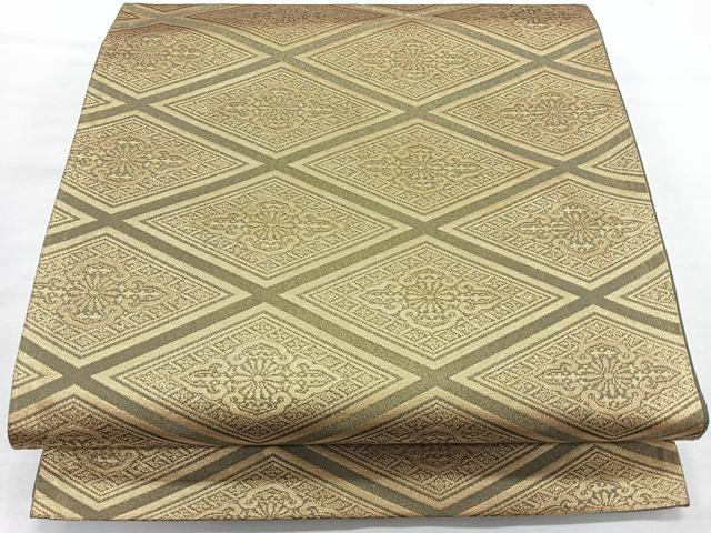 平和屋着物◎六通柄袋帯 菱繋ぎ 金糸 正絹 逸品 CAAU7391nb