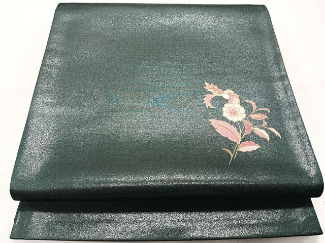 平和屋着物◎太鼓柄袋帯 草花文 金彩 正絹 逸品 CAAU7464nb