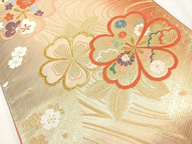平和屋着物◎六通柄袋帯 唐織 流水舞花文 金糸 正絹 逸品 CAAU7502nb