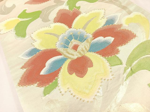 平和屋着物◎六通柄袋帯 更紗花文 金糸 正絹 逸品 CAAU7513nb