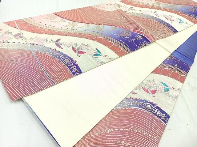 平和屋着物◎六通柄袋帯 唐織 花鳥文 金糸 正絹 逸品 CAAU7576nb