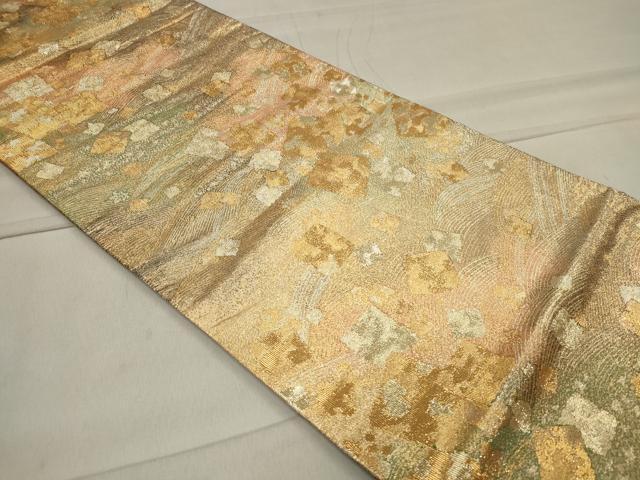 平和屋着物◎六通柄袋帯 流水箔散らし 金糸 引箔 正絹 逸品 CAAU7617in