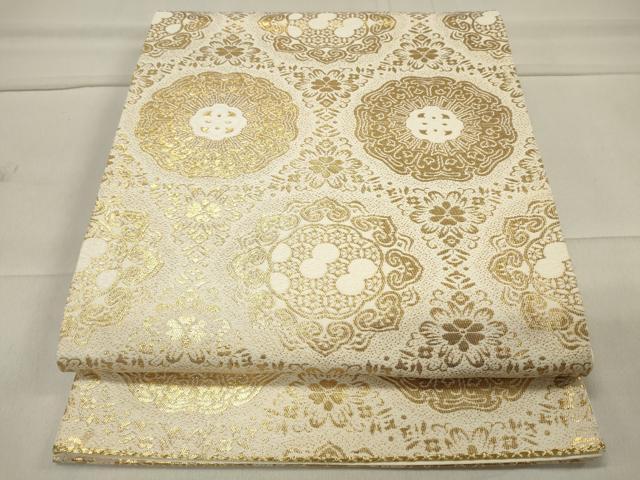 平和屋着物◎六通柄袋帯 正倉院花文 金糸 正絹 逸品 CAAU7624in
