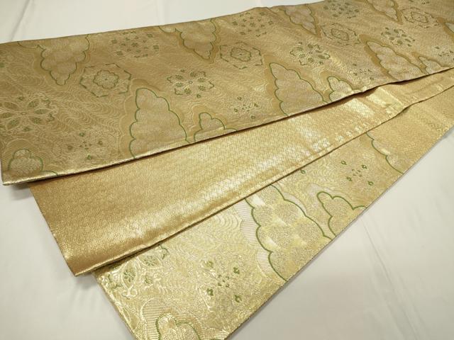 平和屋着物◎佐賀錦 六通柄袋帯 雲取り花文 金糸 正絹 逸品 CAAU7695in