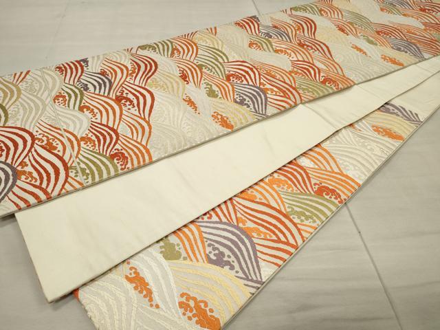 平和屋着物◎六通柄袋帯 唐織 献上錦 立波文 正絹 逸品 CAAU7724in