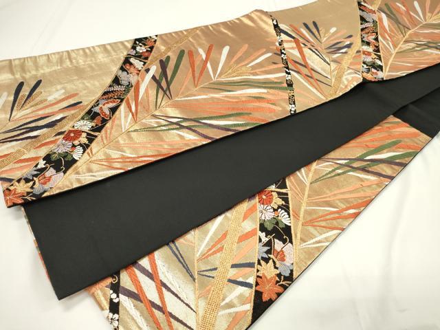 平和屋着物◎六通柄袋帯 唐織 吉祥花蝶文 金糸 正絹 逸品 CAAU7736in