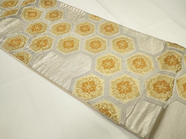 平和屋着物◎六通柄袋帯 亀甲花文 金銀糸 正絹 逸品 CAAU7752in