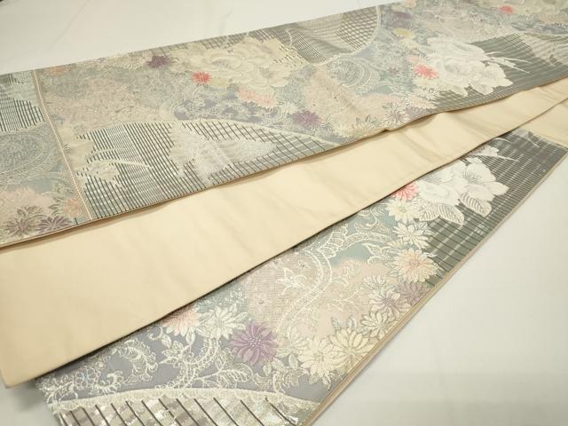 平和屋着物◎六通柄袋帯 唐織 澄葵花苑文 銀糸 鈴乃屋扱い 正絹 逸品 CAAU7756in